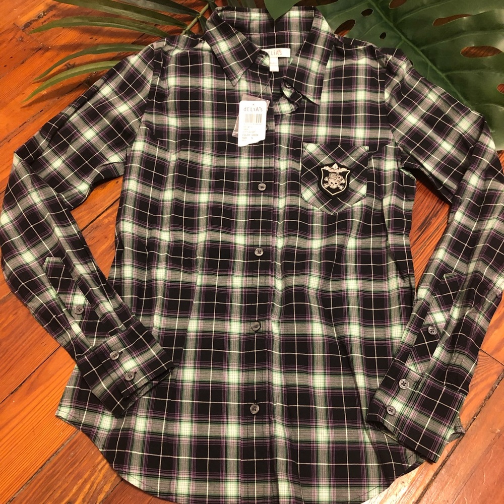 NWT Plaid Button Down